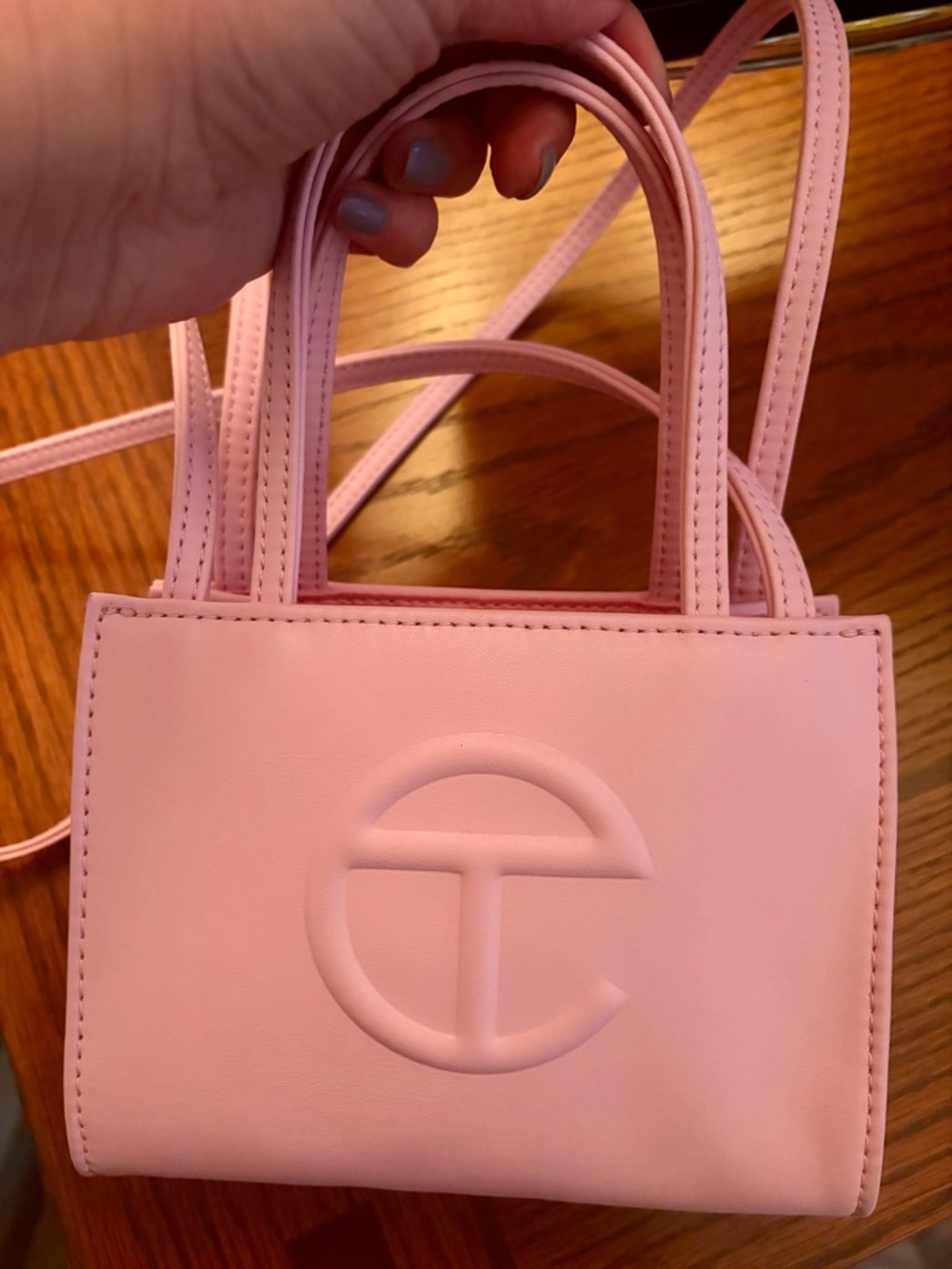 Telfar Bubblegum Pink Embossed Logo Crossbody Bag - Picture 8 of 8